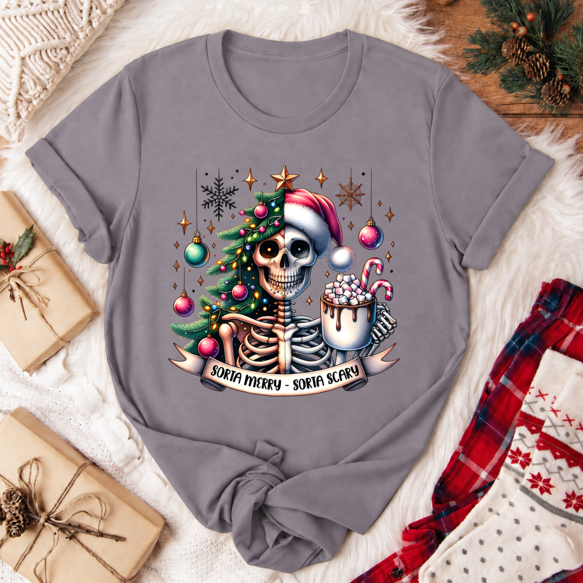 Sorta Merry Sorta Scary Christmas T-Shirt - Storm