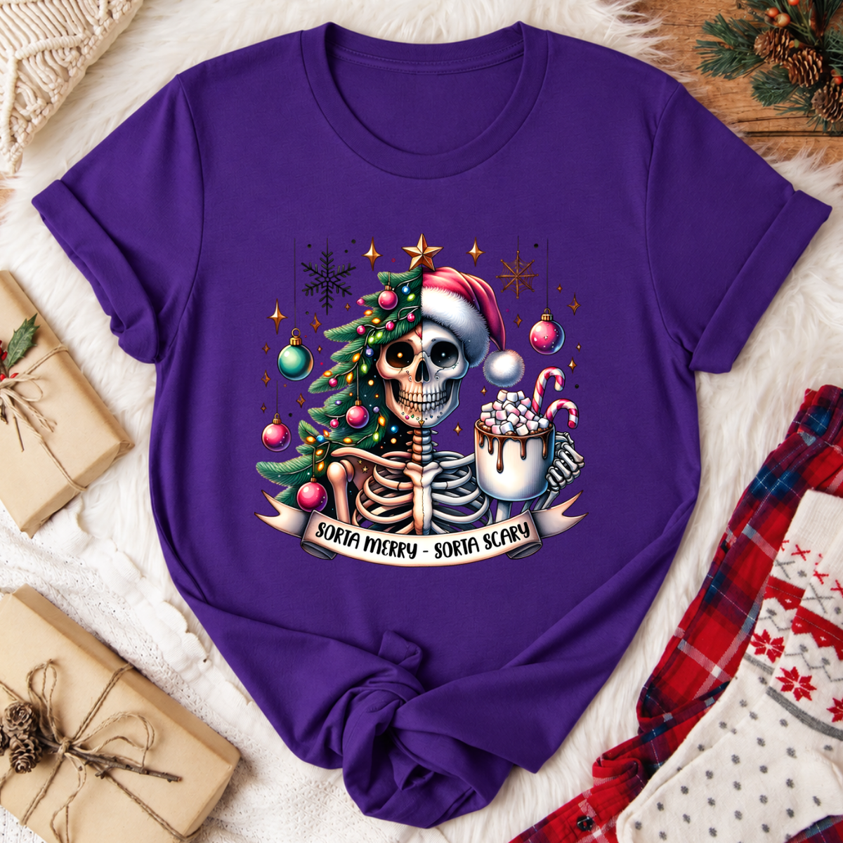 Sorta Merry Sorta Scary Christmas T-Shirt - Team Purple