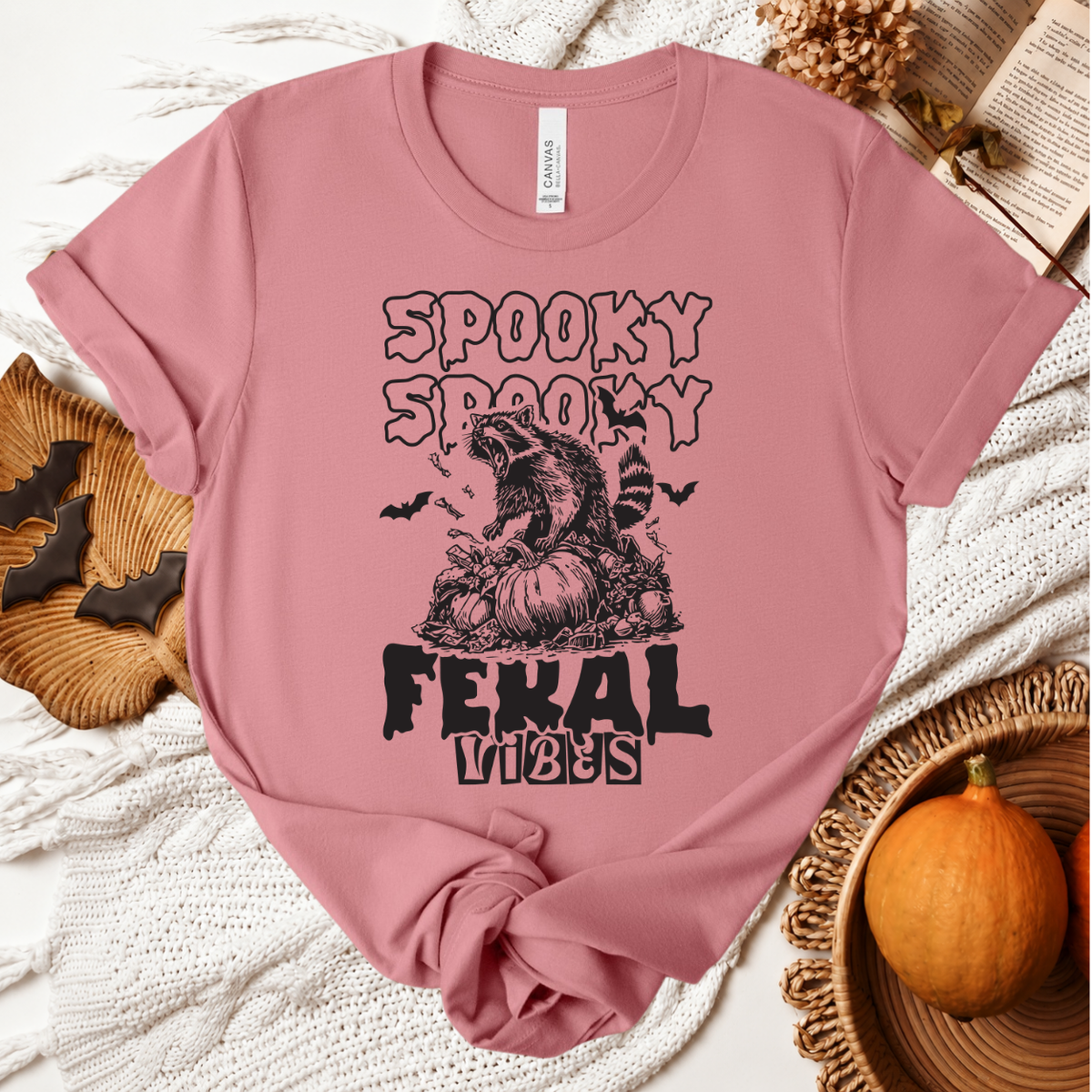 Spooky Feral Vibes Halloween T-Shirt - Mauve