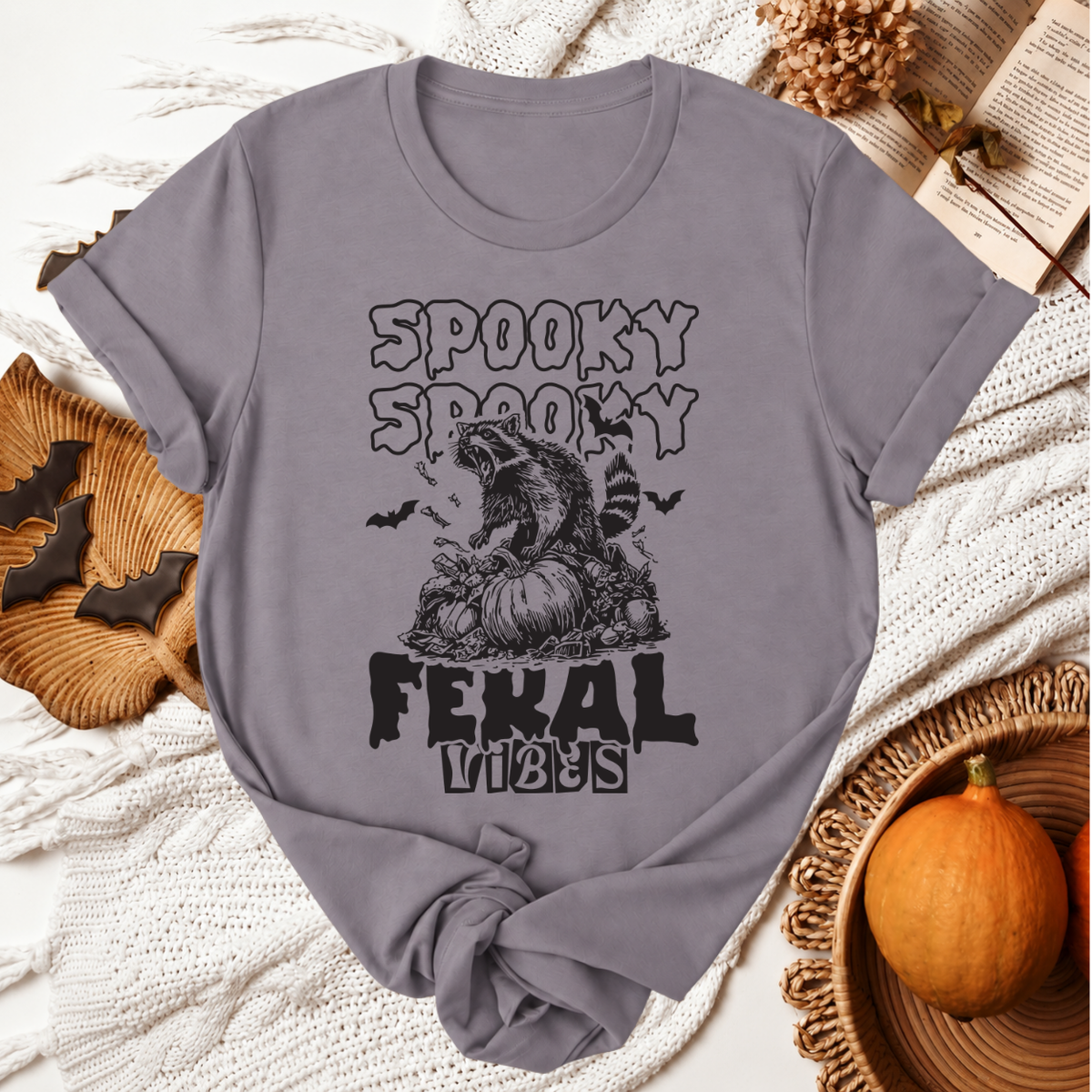 Spooky Feral Vibes Halloween T-Shirt - Storm