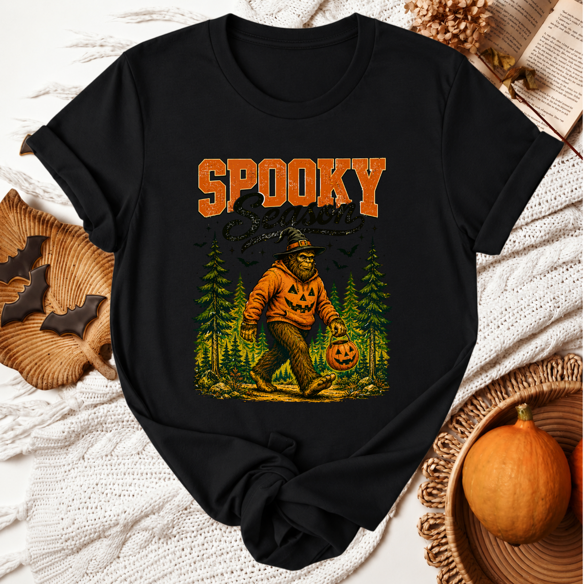 Spooky Season Big Foot Halloween T-Shirt - Black