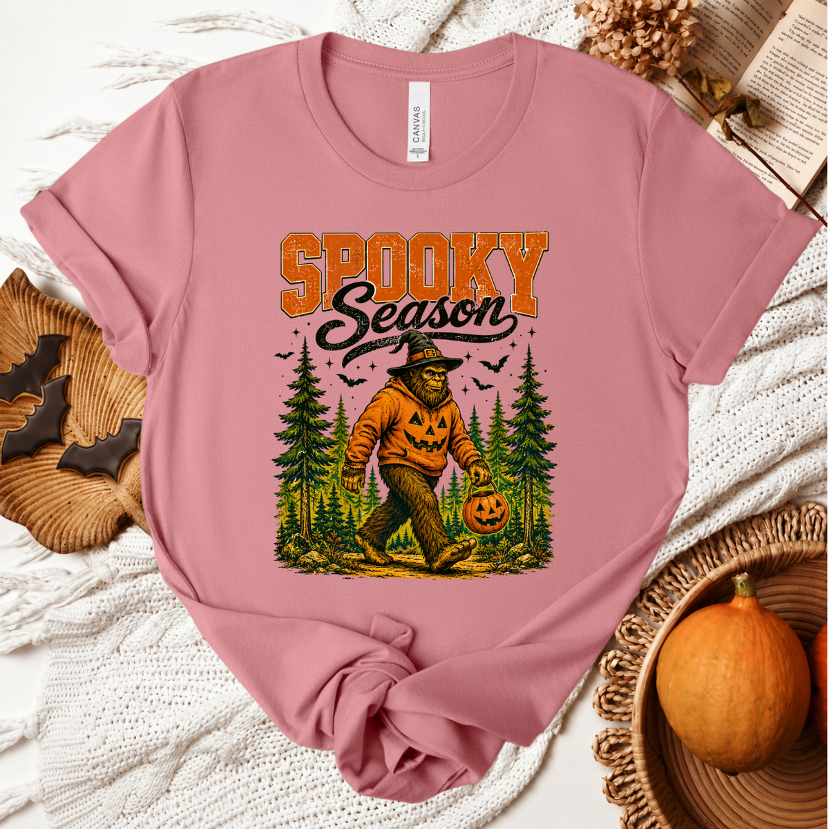 Spooky Season Big Foot Halloween T-Shirt - Mauve