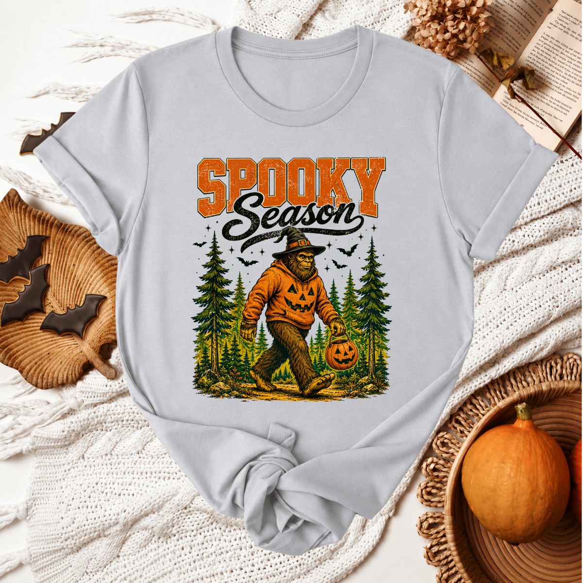 Spooky Season Big Foot Halloween T-Shirt - Silver