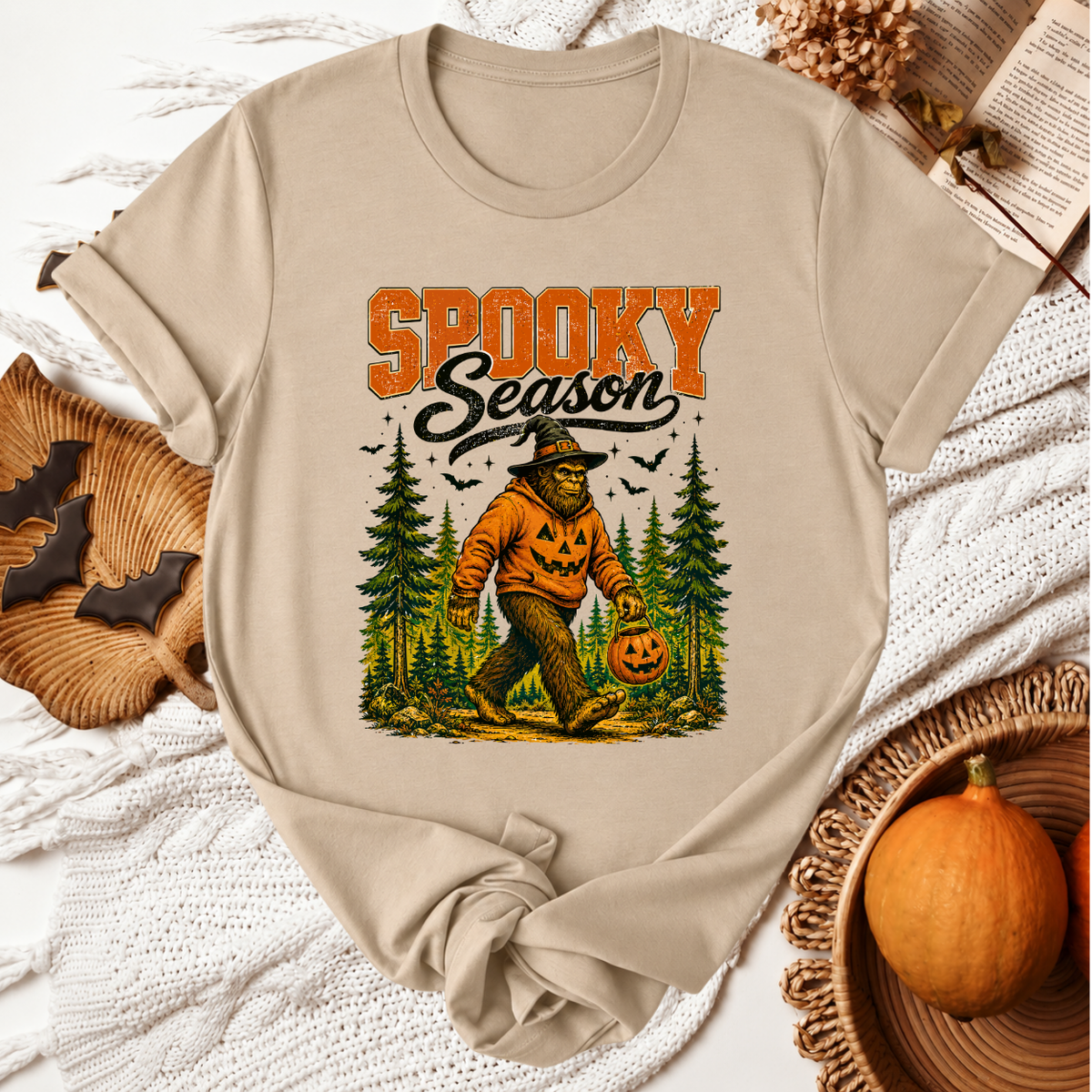 Spooky Season Big Foot Halloween T-Shirt - Tan