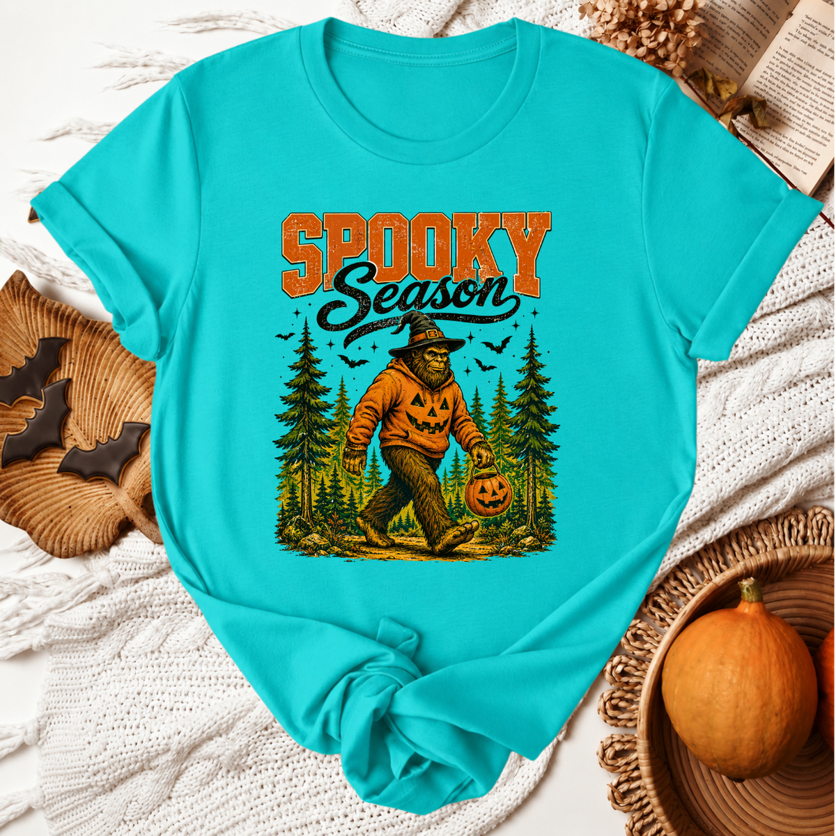 Spooky Season Big Foot Halloween T-Shirt - Teal