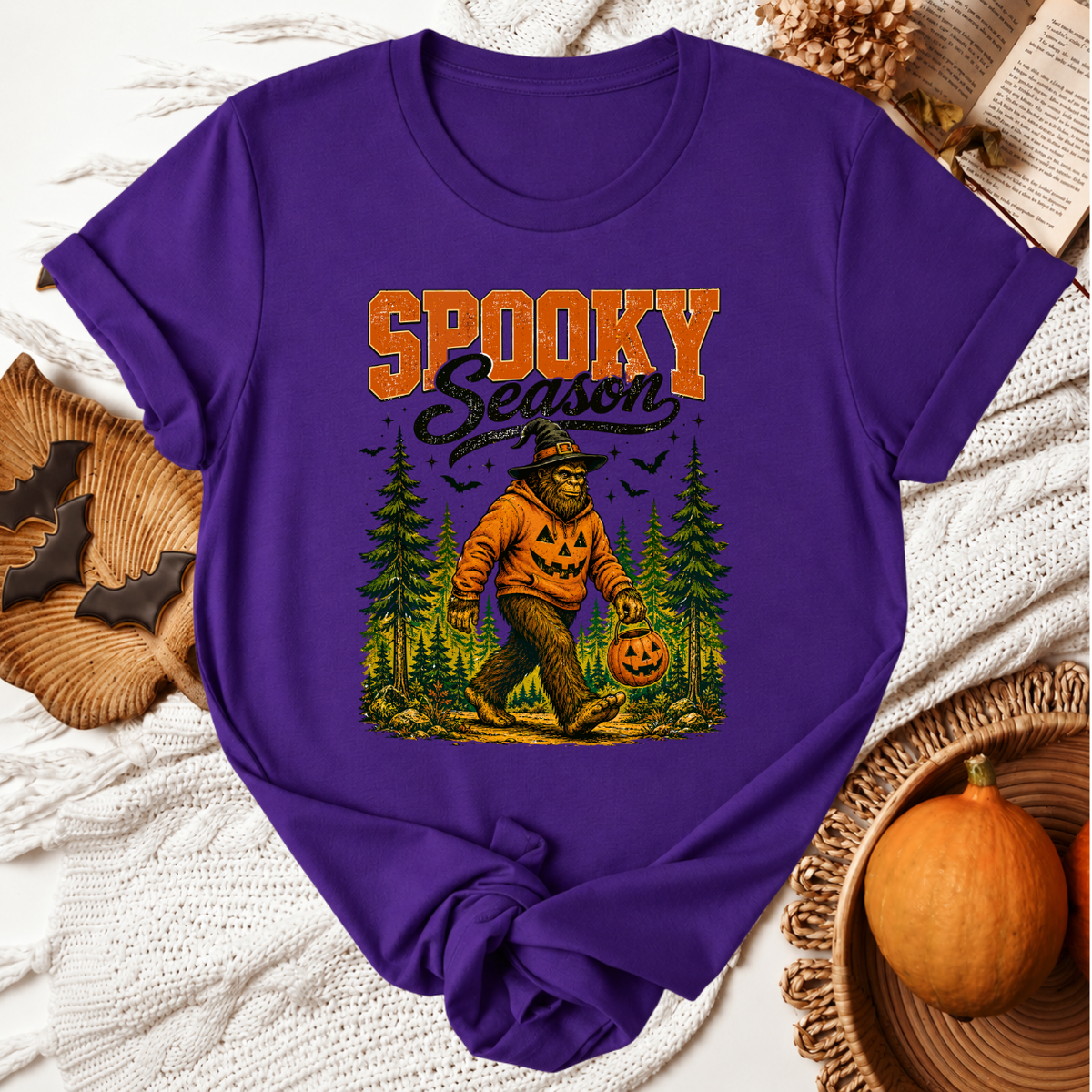Spooky Season Big Foot Halloween T-Shirt - Team Purple