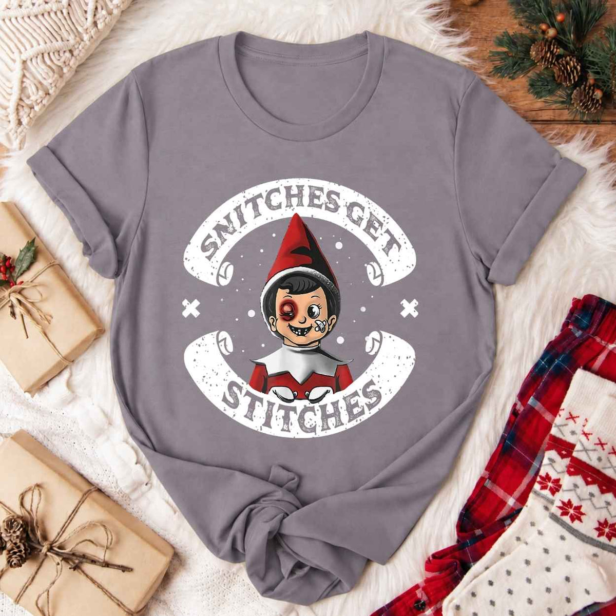 Snitches Get Stitches Christmas T-Shirt