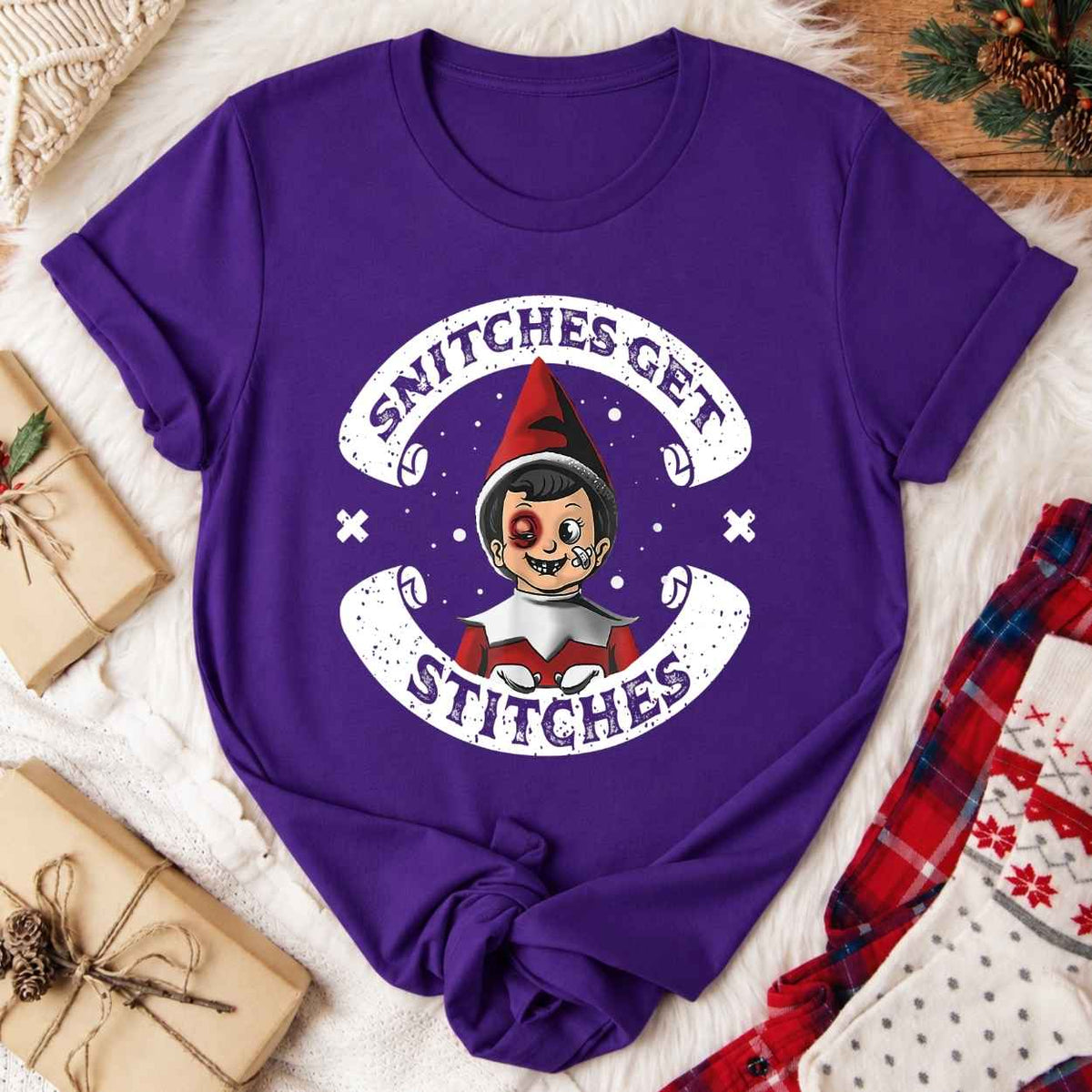 Snitches Get Stitches Christmas T-Shirt