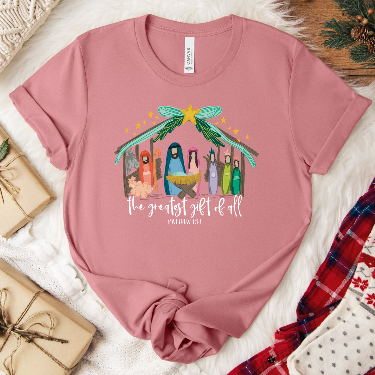 The Greatest Gift of All Christmas T-Shirt - Mauve