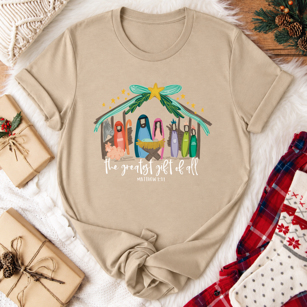 The Greatest Gift of All Christmas T-Shirt - Tan