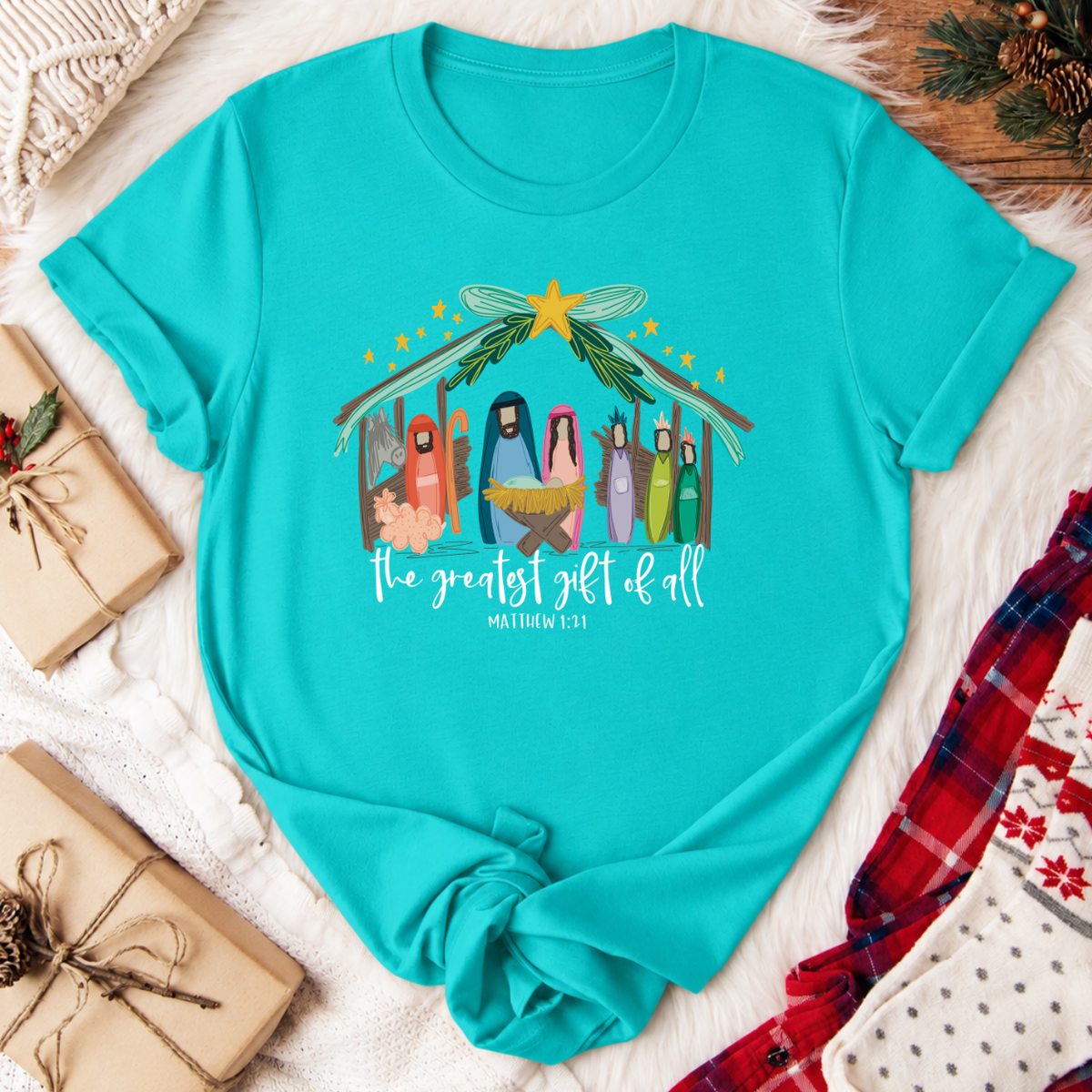 The Greatest Gift of All Christmas T-Shirt - Teal