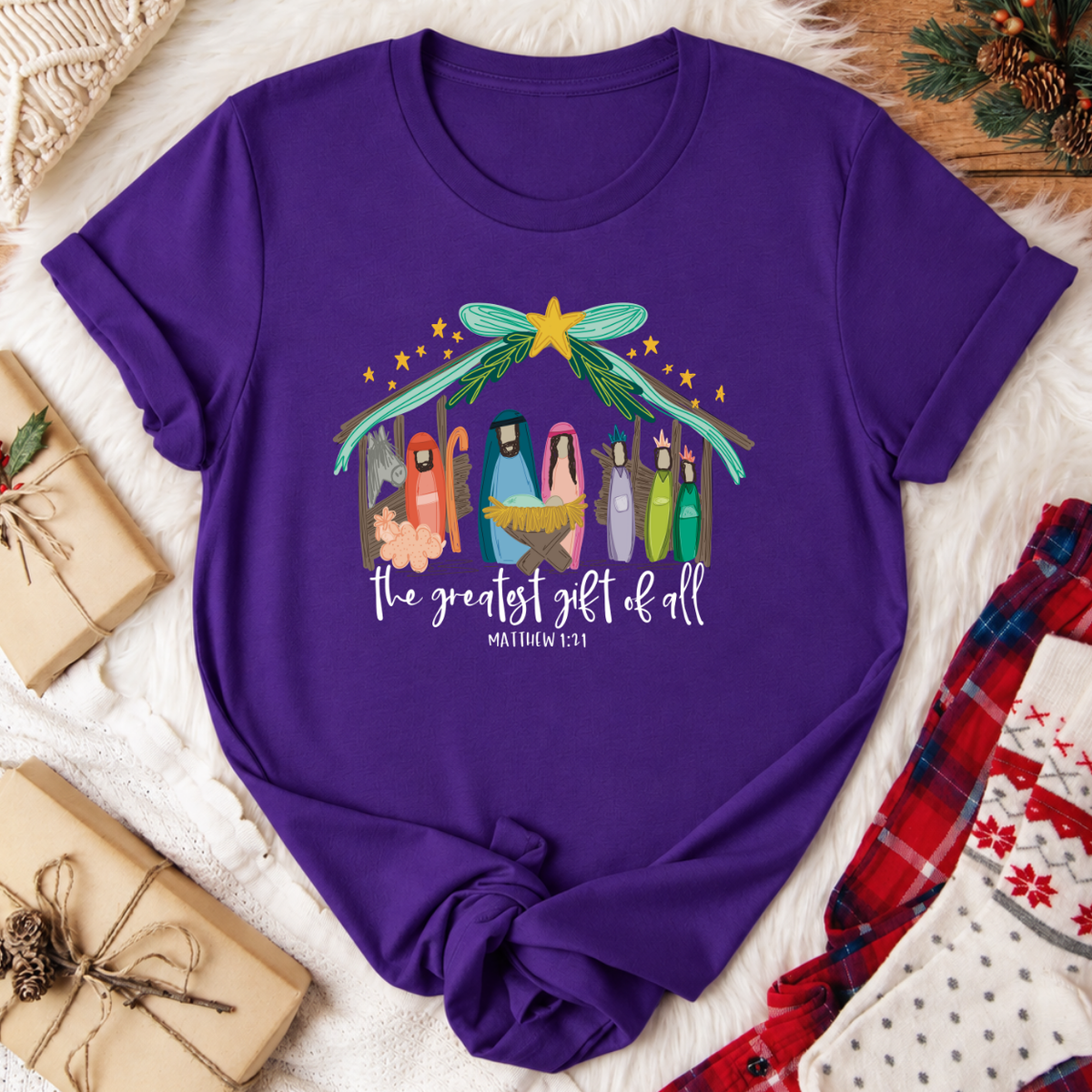 The Greatest Gift of All Christmas T-Shirt - Team Purple