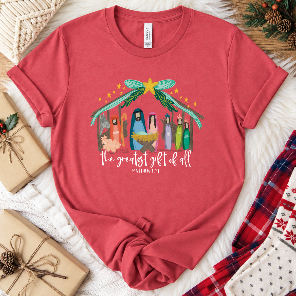 The Greatest Gift of All Christmas T-Shirt - Vintage Red