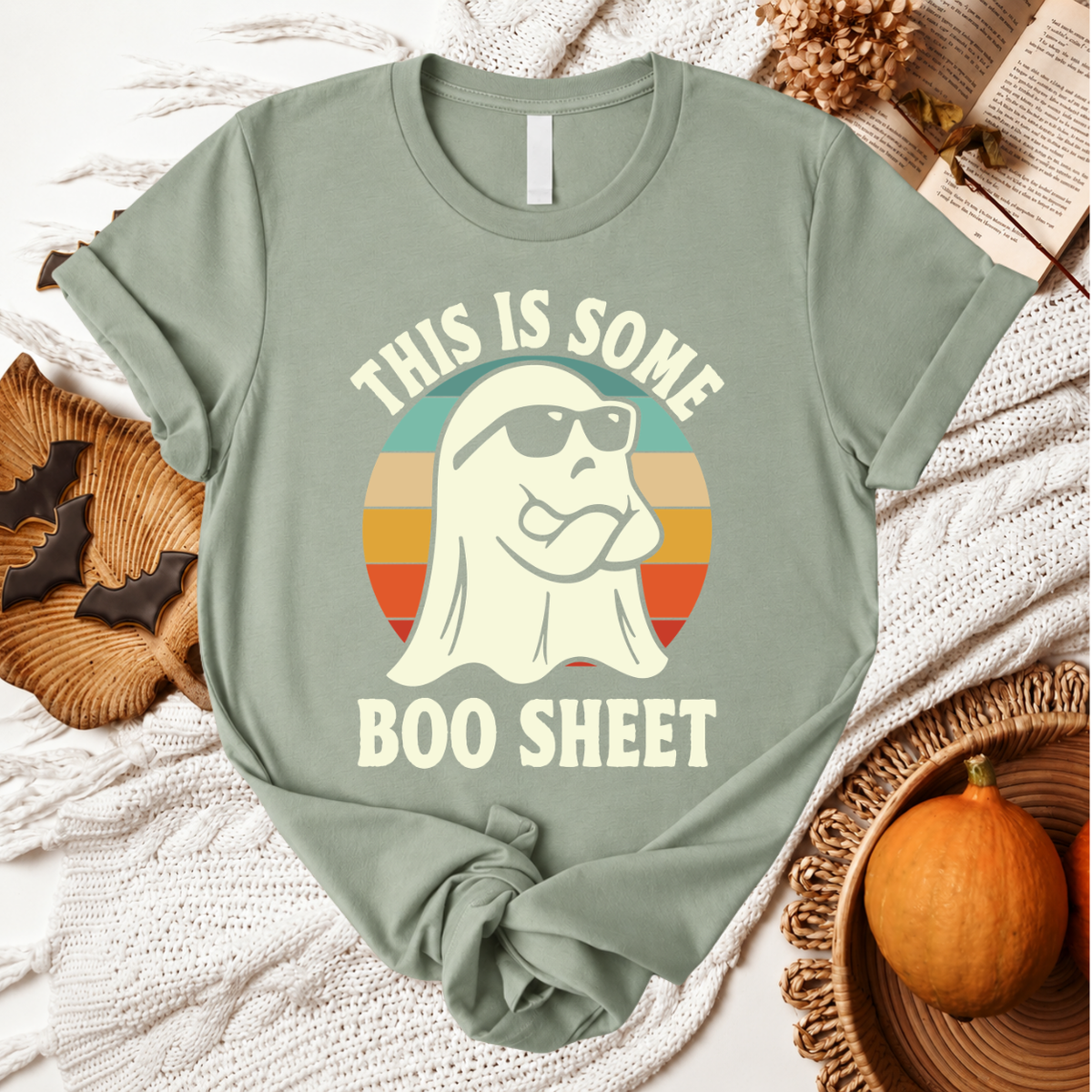 This Is Some Boo Sheet Halloween T-Shirt - Sage