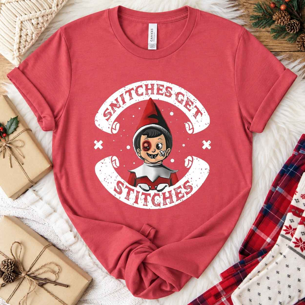 Snitches Get Stitches Christmas T-Shirt