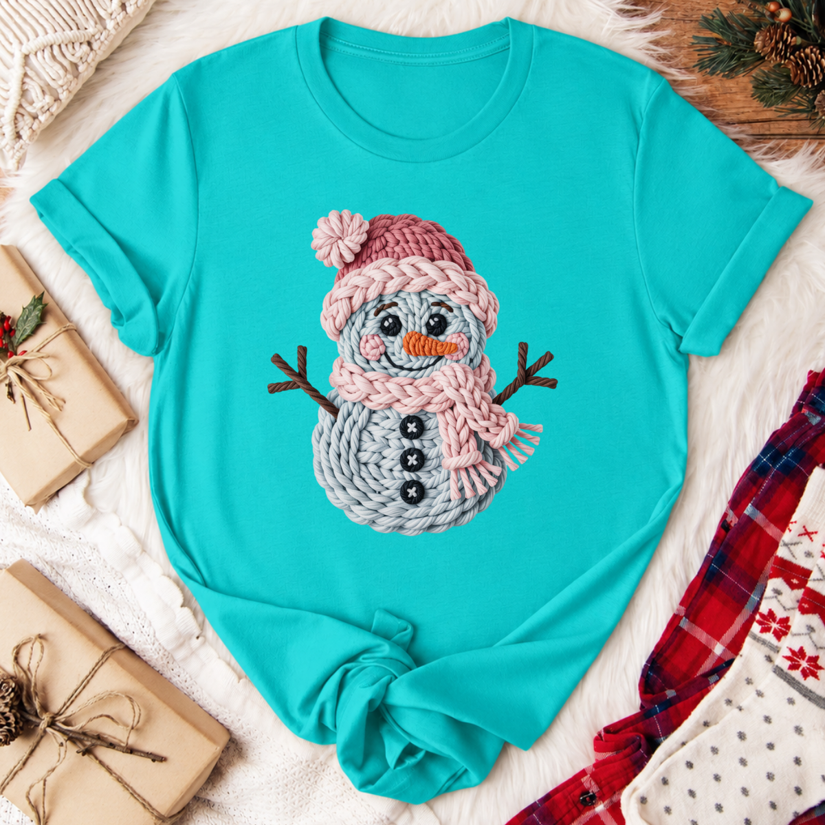 Yarn Snowman Christmas T-Shirt