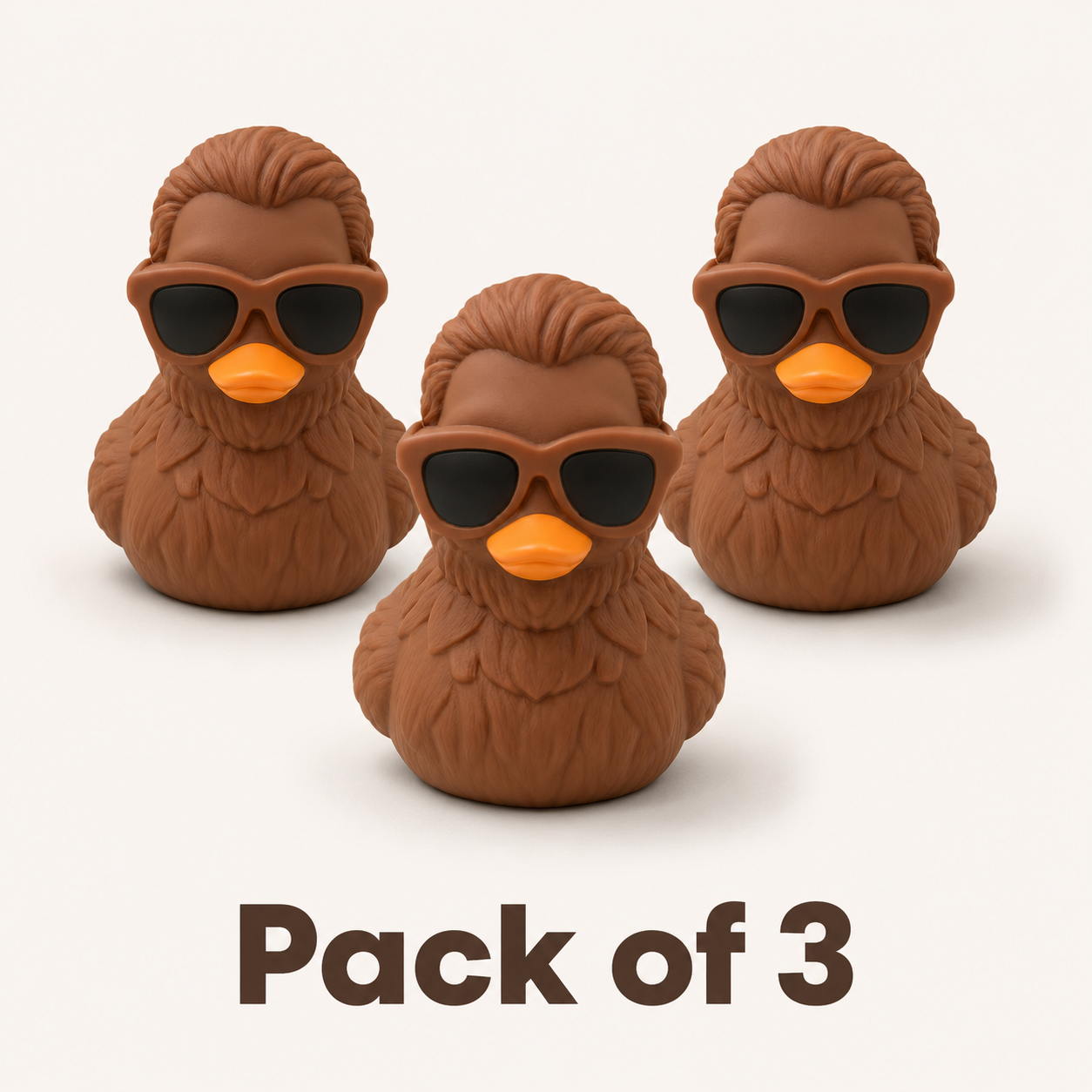 Pack of 3 custom Bigfoot rubber ducks with sunglasses