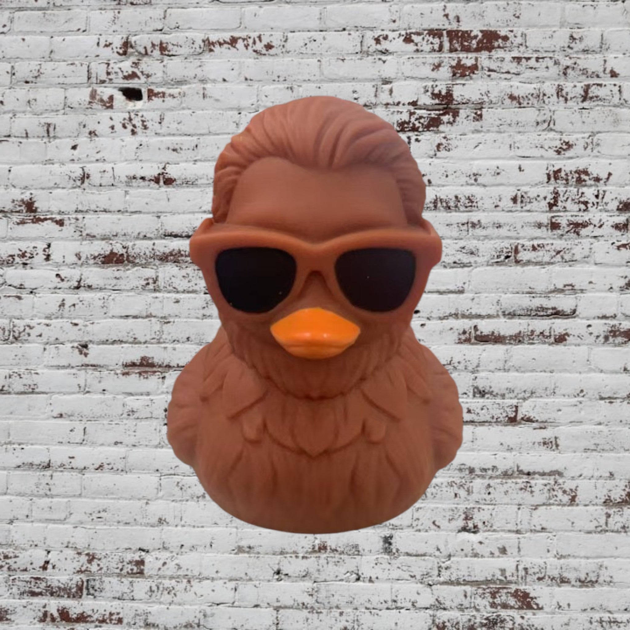 Custom Bigfoot Adventure Duck with sunglasses and orange beak