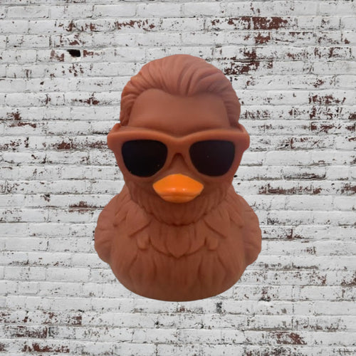 Custom Bigfoot Adventure Duck with sunglasses and orange beak