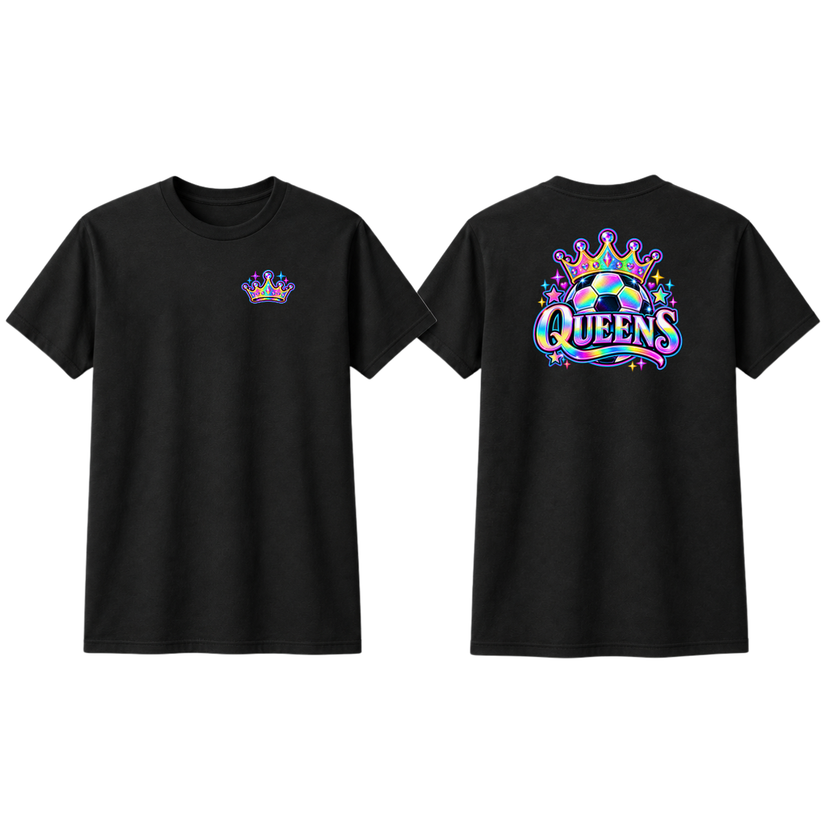 Queens Team Soccer T-Shirt Port & Co Easy Cotton Tee